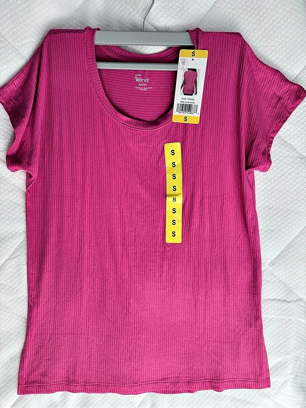 Time and Tru Ribbed Short Sleeve Top in Pink Size Small NWT